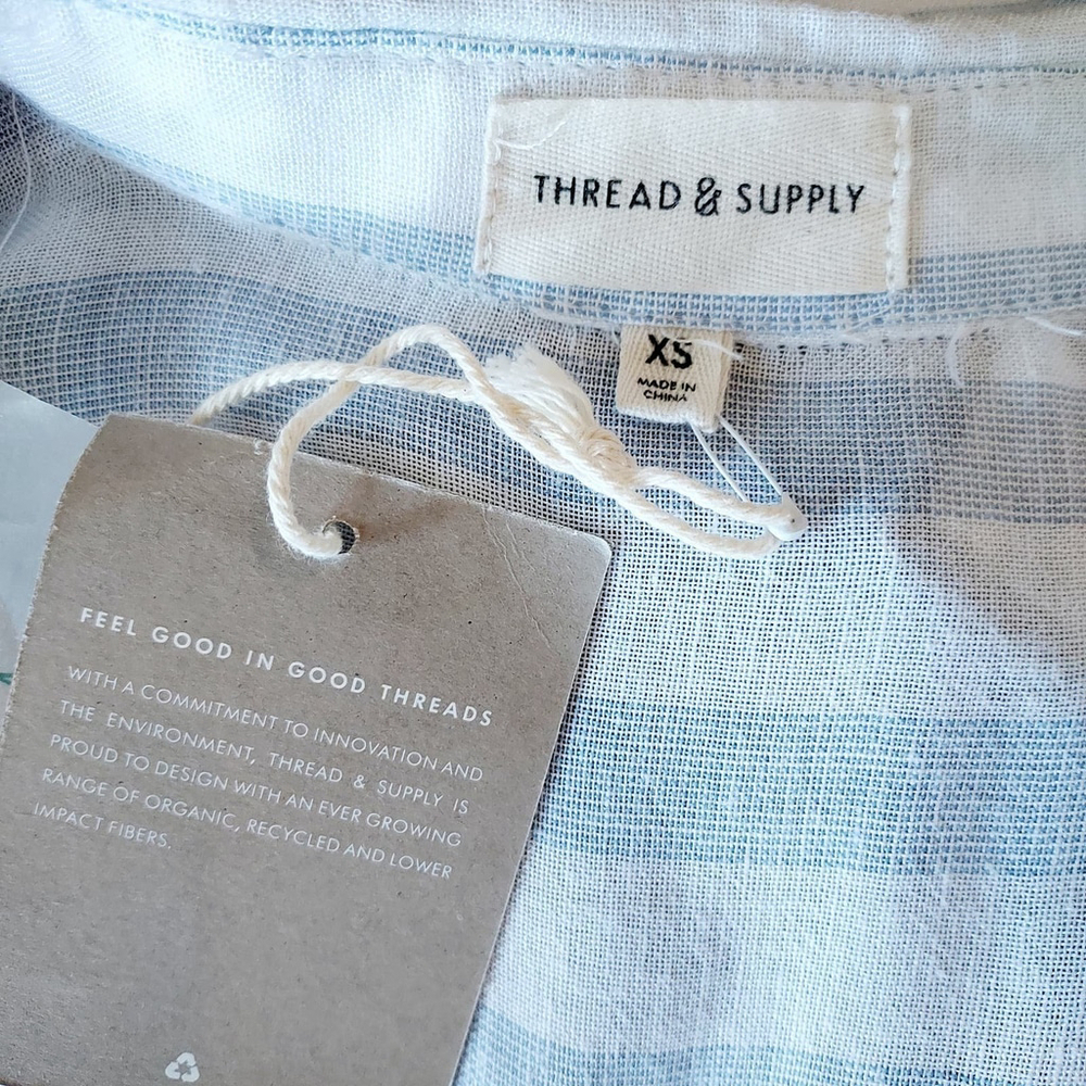 Thread & Supply Blue & White Striped Button Up Size XS - Picture 9 of 11